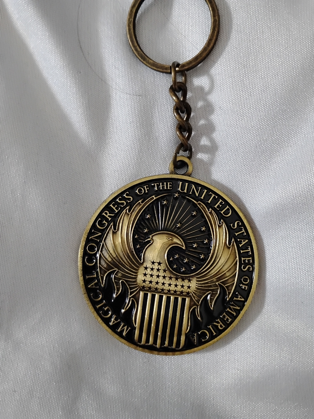 Harry Potter Magical Congress Eagle Seal Keychain - Brown/Gold
